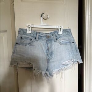 Distressed Light Blue Denim Shorts